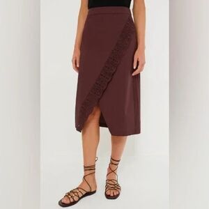Tuckernuck NEW Townes Midi Skirt Eyelet Lace Crossover Cotton Size 6 Burgundy